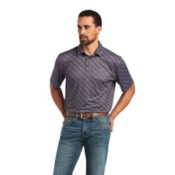 Ariat All Over Print Polo Nine Iron Geo | LqPeICje