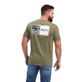 Ariat Ariat Flag T-Shirt Military Heather | pfCTj6Tq