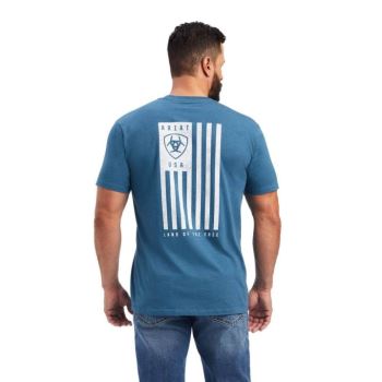 Ariat Ariat Vertical Freedom T-Shirt Grau Blau | EK7NVwfX