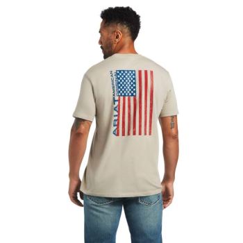 Ariat Ariat Woodgrain Flag T-Shirt Khaki | 0d95a3bL