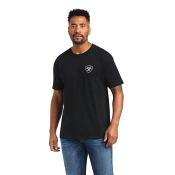 Ariat Ariat Woodgrain Flag T-Shirt Schwarz | YUX3AqvM