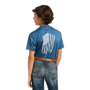 Ariat Charger Vertical Flag Tee Skyfall | Pf3yq6mL