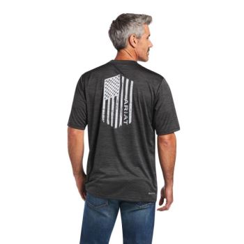 Ariat Charger Vertical Flag Tee Tiefesgrau | VHyNYbro