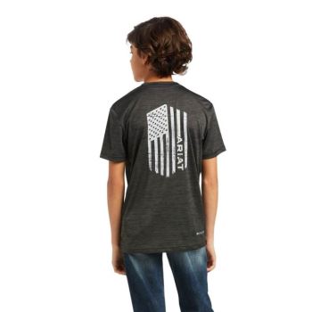 Ariat Charger Vertical Flag Tee Tiefesgrau | kJpKcQgv