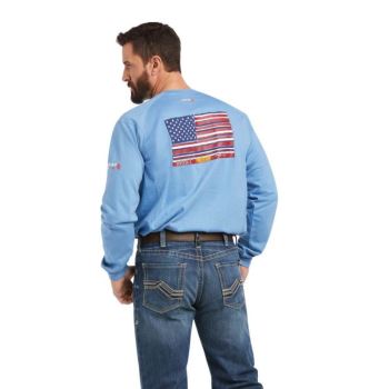 Ariat FR Air Brand Flag Graphic Top Grau Blau | THVZGz09