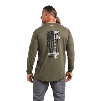 Ariat FR Air Rig Life Graphic T-Shirt Olivgrün | wOLQQOiT