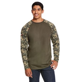 Ariat FR Baseball T-Shirt Olivgrün Camouflage | abp6Fqnn