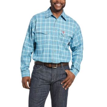 Ariat FR Dallas Snap Arbeits Shirt Blau Mehrfarbig | kYSRcGnm