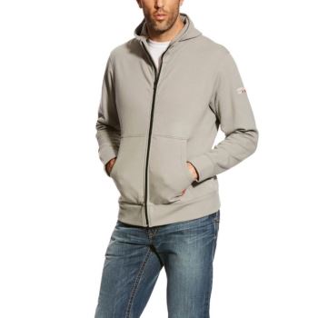 Ariat FR DuraStretch Full Zip Hoodie Silber | cei89Wwb