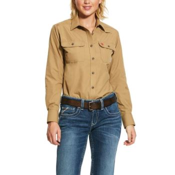 Ariat FR Featherlight Arbeits Shirt Khaki | CatBBl2a