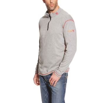 Ariat FR Polartec 1/4 Zip Top Hellgrau | 7vpcsUZX