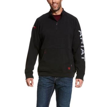 Ariat FR Primo Fleece Logo 1/4 Zip Pullover Schwarz | MvFYsSJv