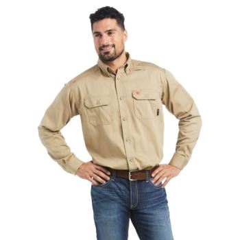 Ariat FR Solid Arbeits Shirt Khaki | Q9lRoMXG