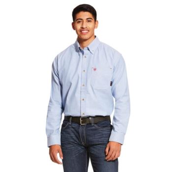 Ariat FR Solid Twill DuraStretch Arbeits Shirt Blau | rjza8J5t