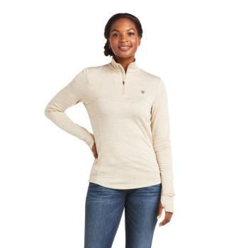 Ariat Gridwork 1/4 Zip Baselayer Raw Canvas | fgNaBIXV