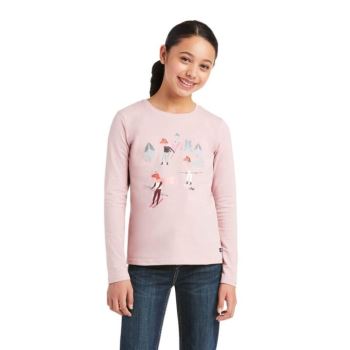 Ariat Powder Ponies T-Shirt Grau Rosa | hgn2bKAX