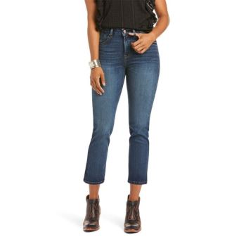 Ariat Premium High Rise Straight Crop Jean Blau Waschen | IV3jXAIU