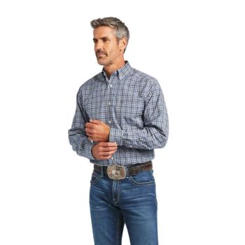 Ariat Pro Series Adriel Fitted Shirt Dunkelgrau Blau | 3iGAZ1Ha