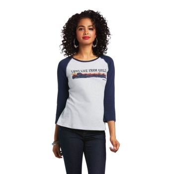 Ariat REAL Long Live Baseball Tee Navy | Y1Tecluu