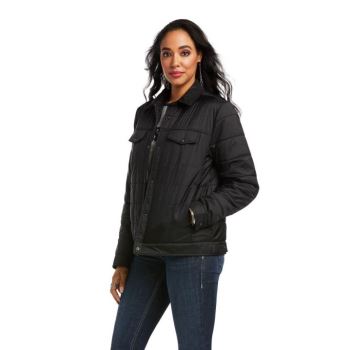 Ariat REAL Puffer Trucker Jacket Schwarz | yCzfnkBr