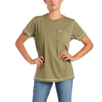 Ariat Rebar Arbeits Woman Camo Flag T-Shirt Olivgrün | p9fAR379