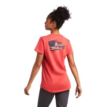 Ariat Rebar Baumwoll Strong Flag Graphic T-Shirt Cranberry | awkZ1GoD