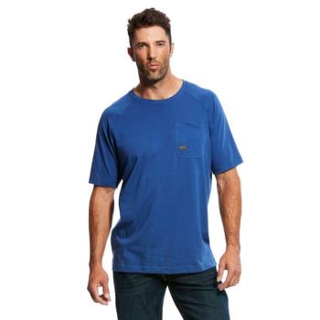 Ariat Rebar Baumwoll Strong T-Shirt Blau | O5cbfzcZ