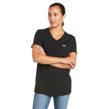 Ariat Rebar Baumwoll Strong V-Neck Top Schwarz | hRtpa6og