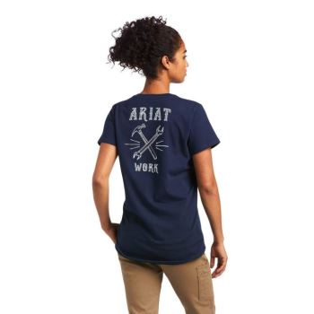 Ariat Rebar Baumwoll Strong Wrench Graphic T-Shirt Navy | W1CgrZM4