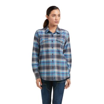 Ariat Rebar Flannel DuraStretch Arbeits Shirt Grau | OET5sW3b