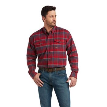 Ariat Rebar Flannel DuraStretch Arbeits Shirt Rot | OaELfeNn