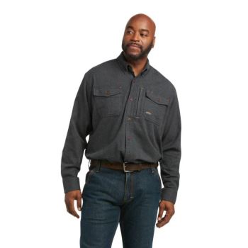 Ariat Rebar Flannel DuraStretch Arbeits Shirt Grau | SgfcbRYS