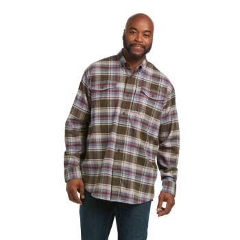 Ariat Rebar Flannel DuraStretch Arbeits Shirt Wren Plaid | ga3Q61ZE