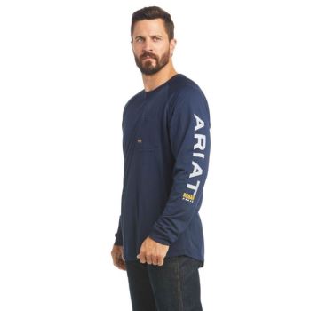 Ariat Rebar Heat Fighter T-Shirt Navy | v7ga3a0u