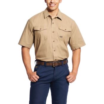 Ariat Rebar Made Tough DuraStretch Arbeits Shirt Khaki | VoU4pwAu