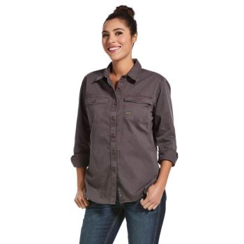 Ariat Rebar Washed Twill Arbeits Shirt Grau | eZuwwKbe