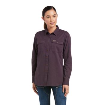 Ariat Rebar Washed Twill Arbeits Shirt Lila | i2QQ97jW