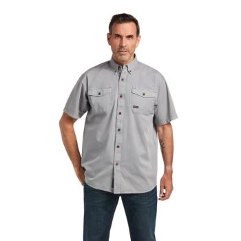 Ariat Rebar Washed Twill Arbeits Shirt Silber | iHeW70h6