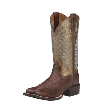 Ariat Round Up Weite Square Kappe Western Boot Braun | Gj0vM6q9