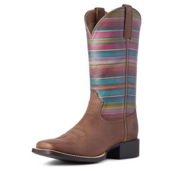 Ariat Round Up Weite Square Kappe Western Boot Dunkelbraun | KOHhvL9D