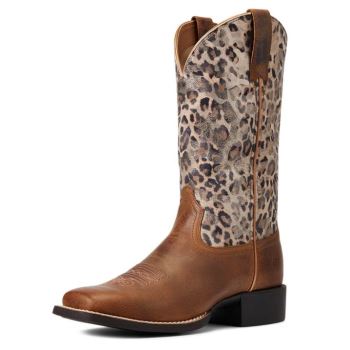 Ariat Round Up Weite Square Kappe Western Boot Braun | OdySbENq