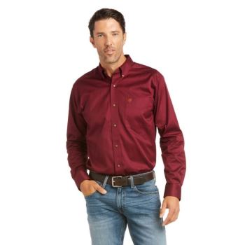 Ariat Solid Twill Fitted Shirt Bordeaux | TFhHodun