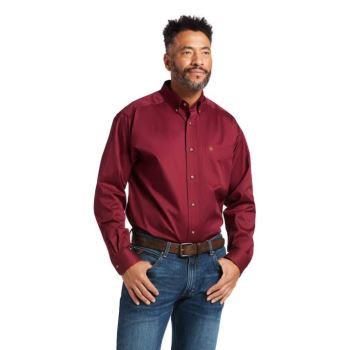 Ariat Solid Twill Klassische Fit Shirt Bordeaux | 6aqik8Yt