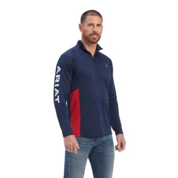 Ariat Sunstopper Team 1/4 Zip Baselayer Navy | RMJDM4uM