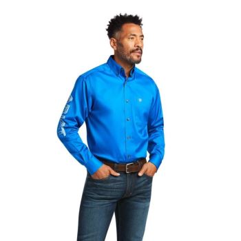 Ariat Team Logo Twill Klassische Fit Shirt Blau | MiHkBoxC