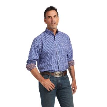 Ariat Wrinkle Free Cairo Klassische Fit Shirt Blau | 1O8mr6PR