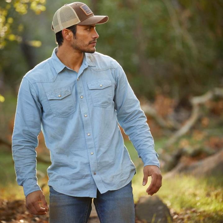 Ariat Ace Retro Fit Shirt Blau Grau | u9zOGhKX