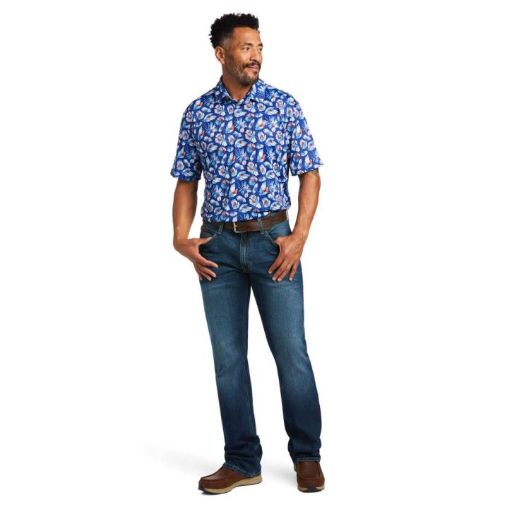 Ariat All Over Print Polo Blau | 4AK1dPuh