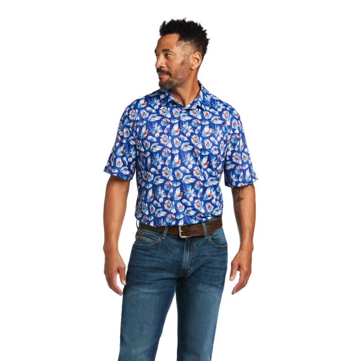 Ariat All Over Print Polo Blau | 4AK1dPuh