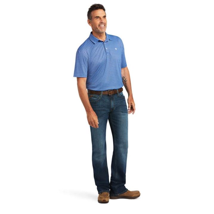 Ariat All Over Print Polo Cerulean Medallion | p9ItUzyK